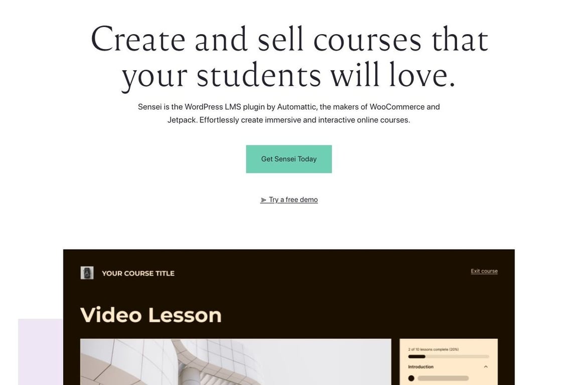 Sensei LMS homepage