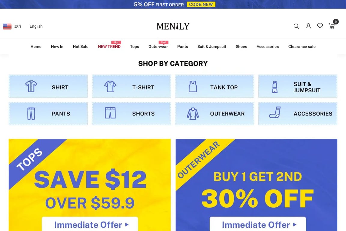 Menily homepage