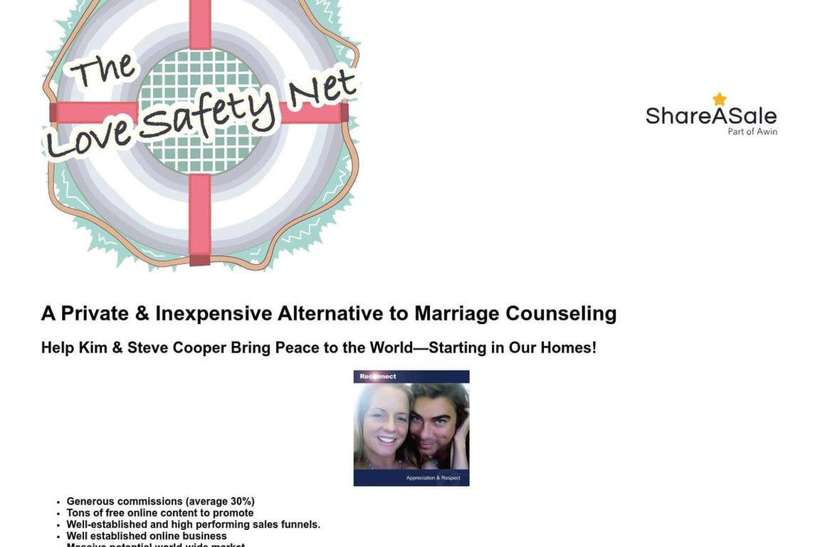 The Love Safety Net affiliate program signup page