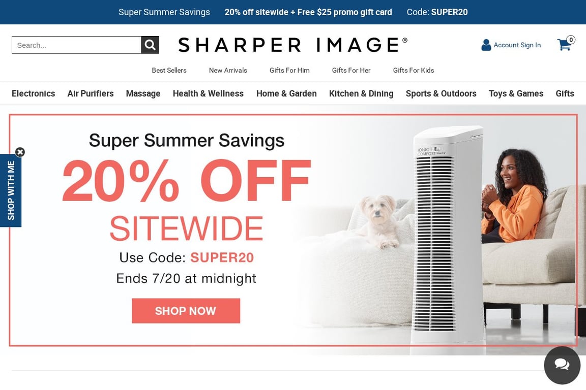 Sharper Image homepage