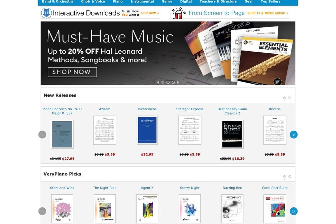 Sheet Music Plus homepage