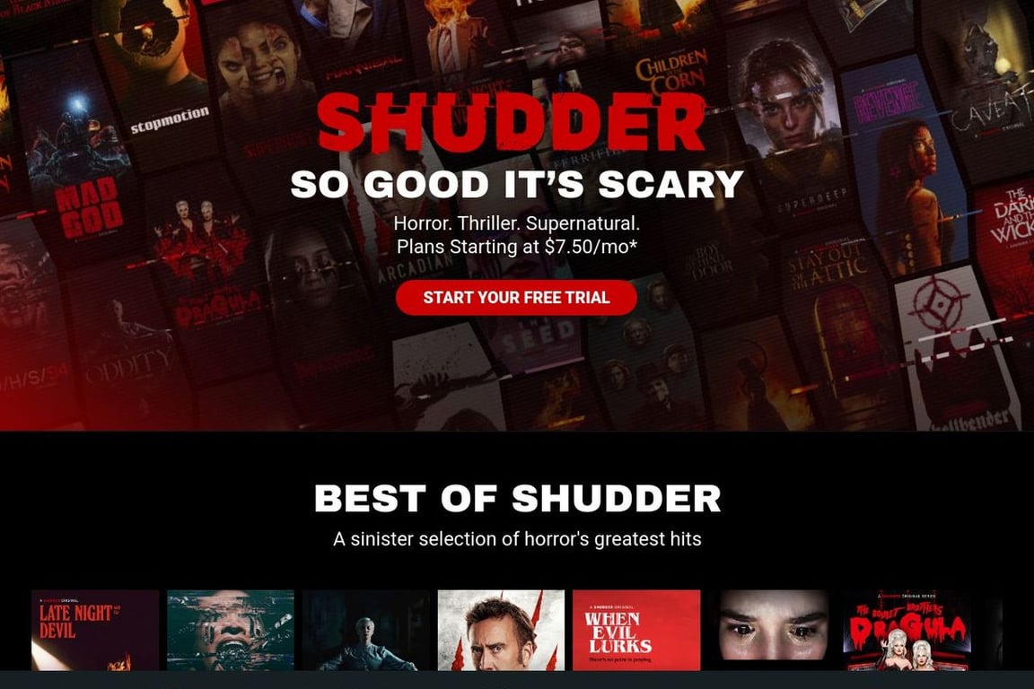 Shudder homepage