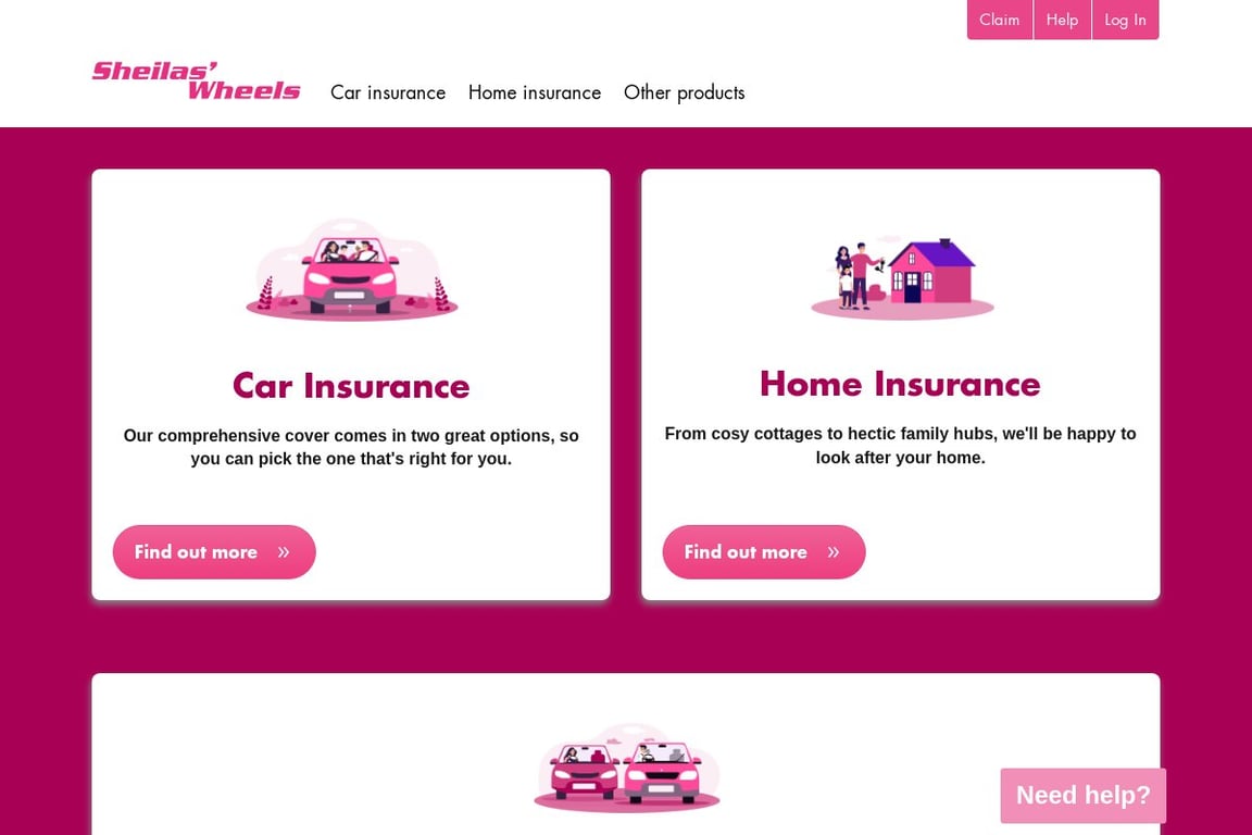 Sheilas’ Wheels Home Insurance homepage