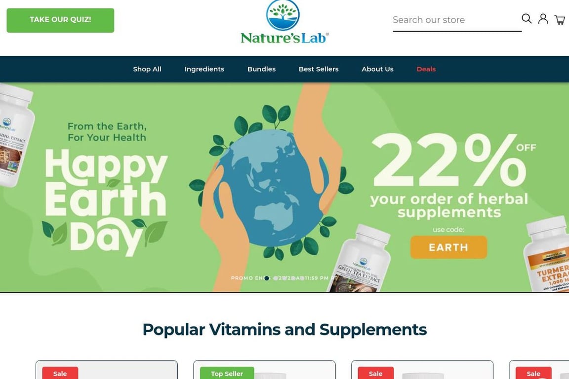 Nature’s Lab homepage