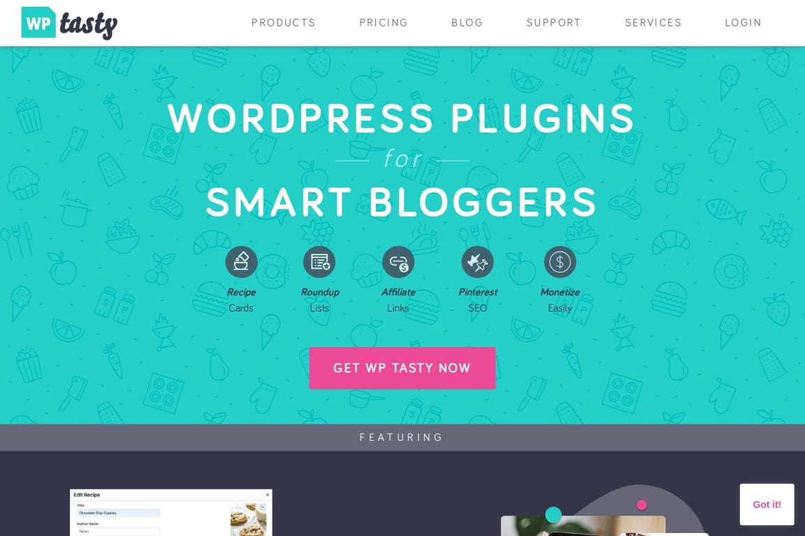 WP Tasty homepage