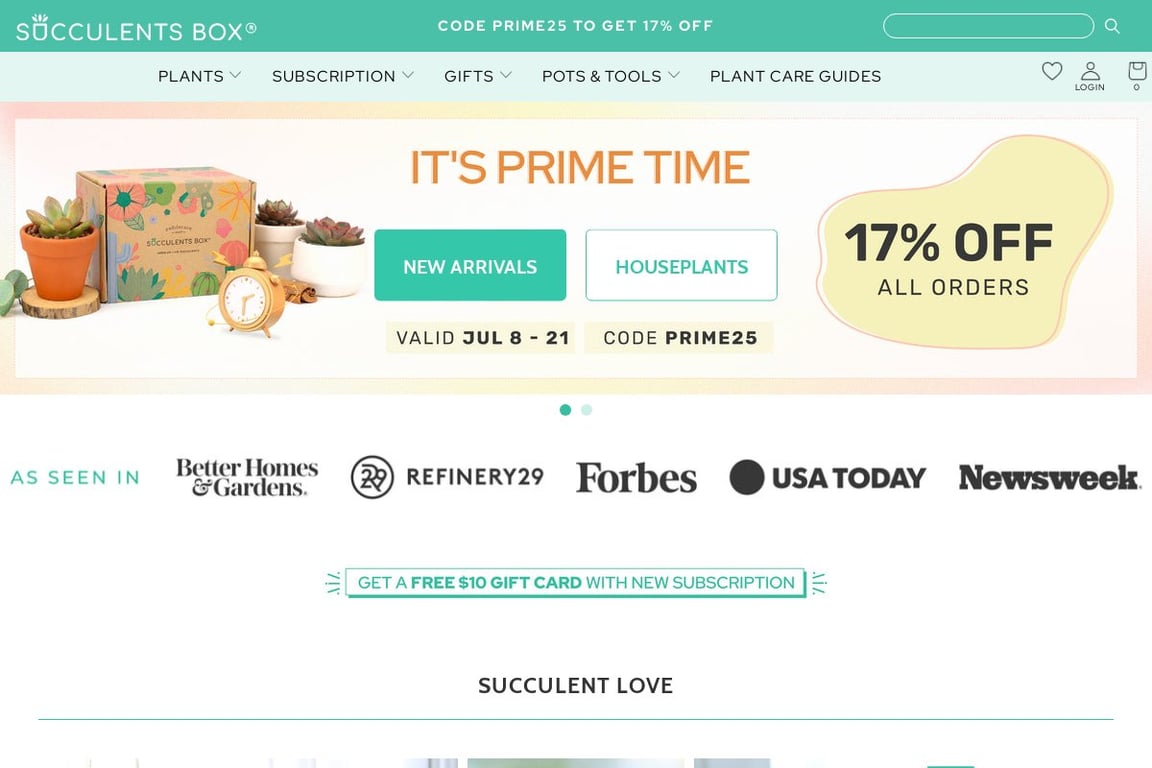 Succulents Box homepage