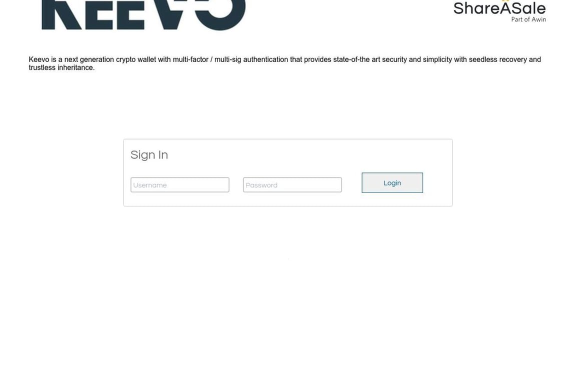 Keevo affiliate program signup page