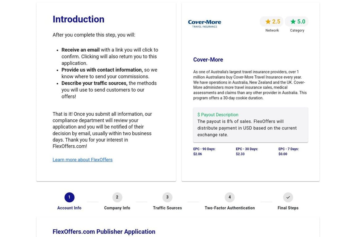 Cover-More affiliate program signup page