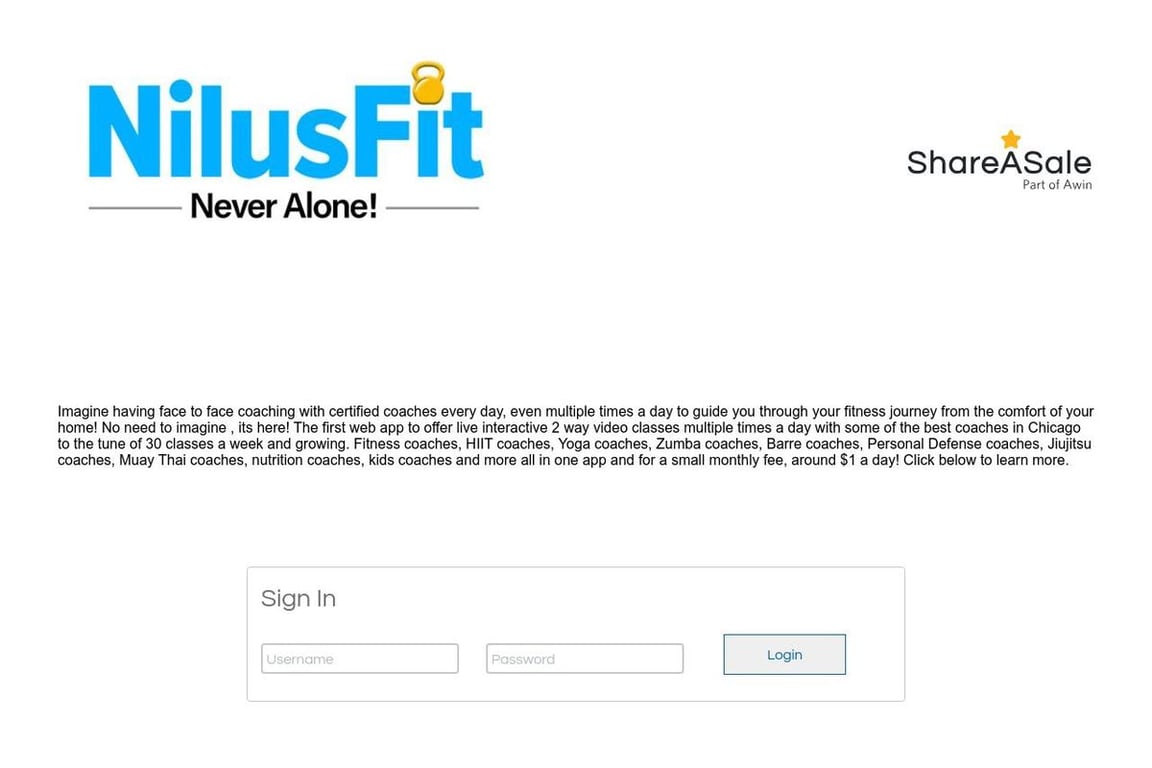 NilusFit affiliate program signup page