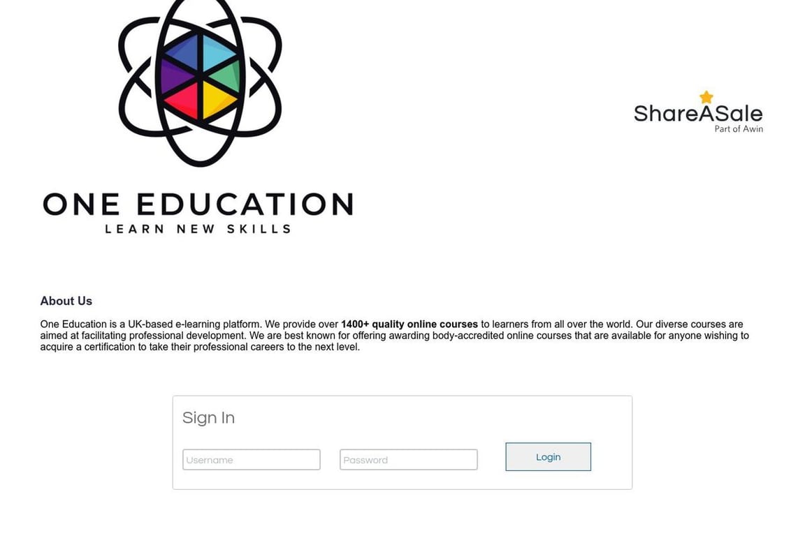 One Education affiliate program signup page