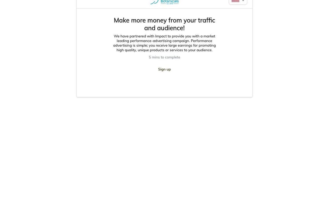 Bluebird Botanicals affiliate program signup page