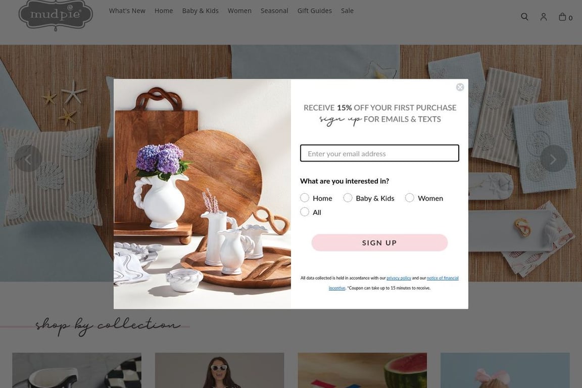 Mud Pie homepage