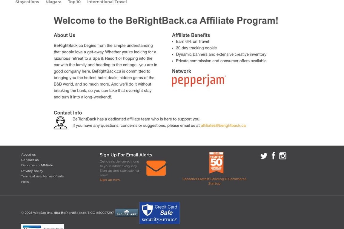 BeRightBack.ca affiliate program signup page