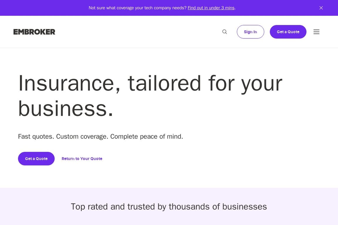 Embroker homepage