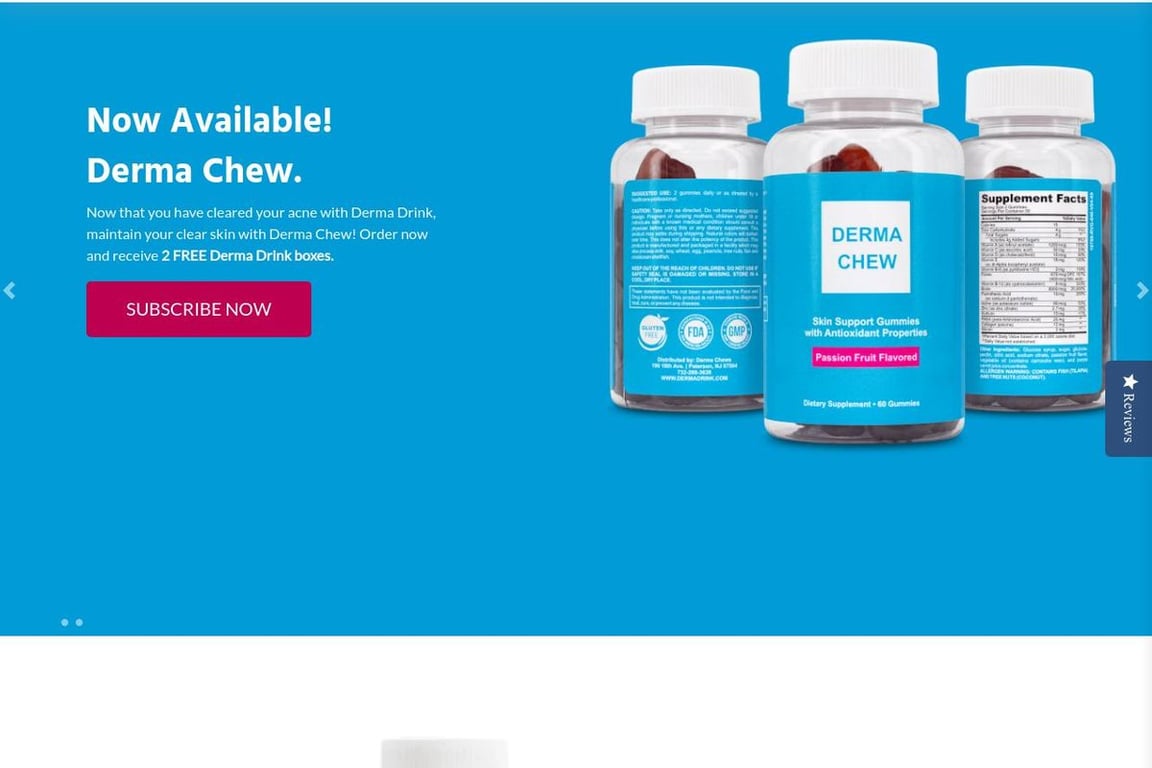 Derma Drink homepage