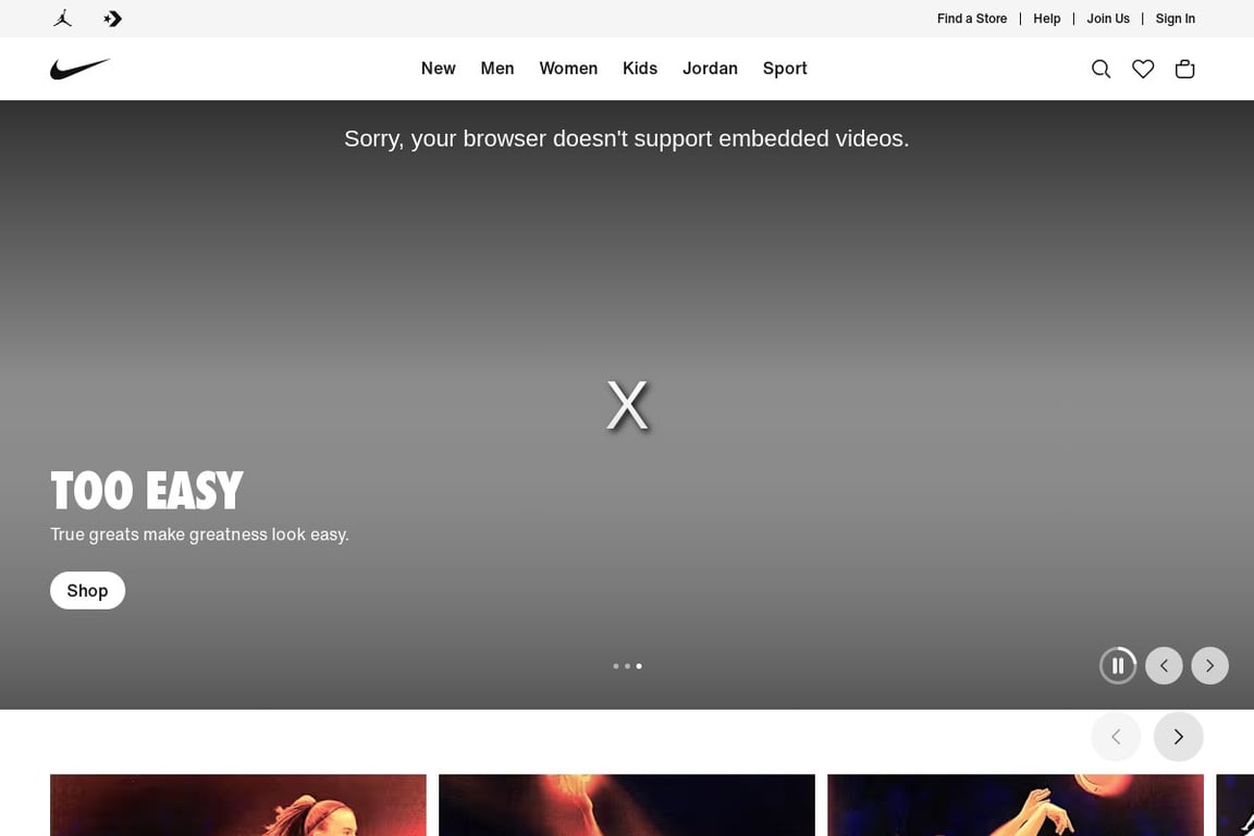Nike homepage