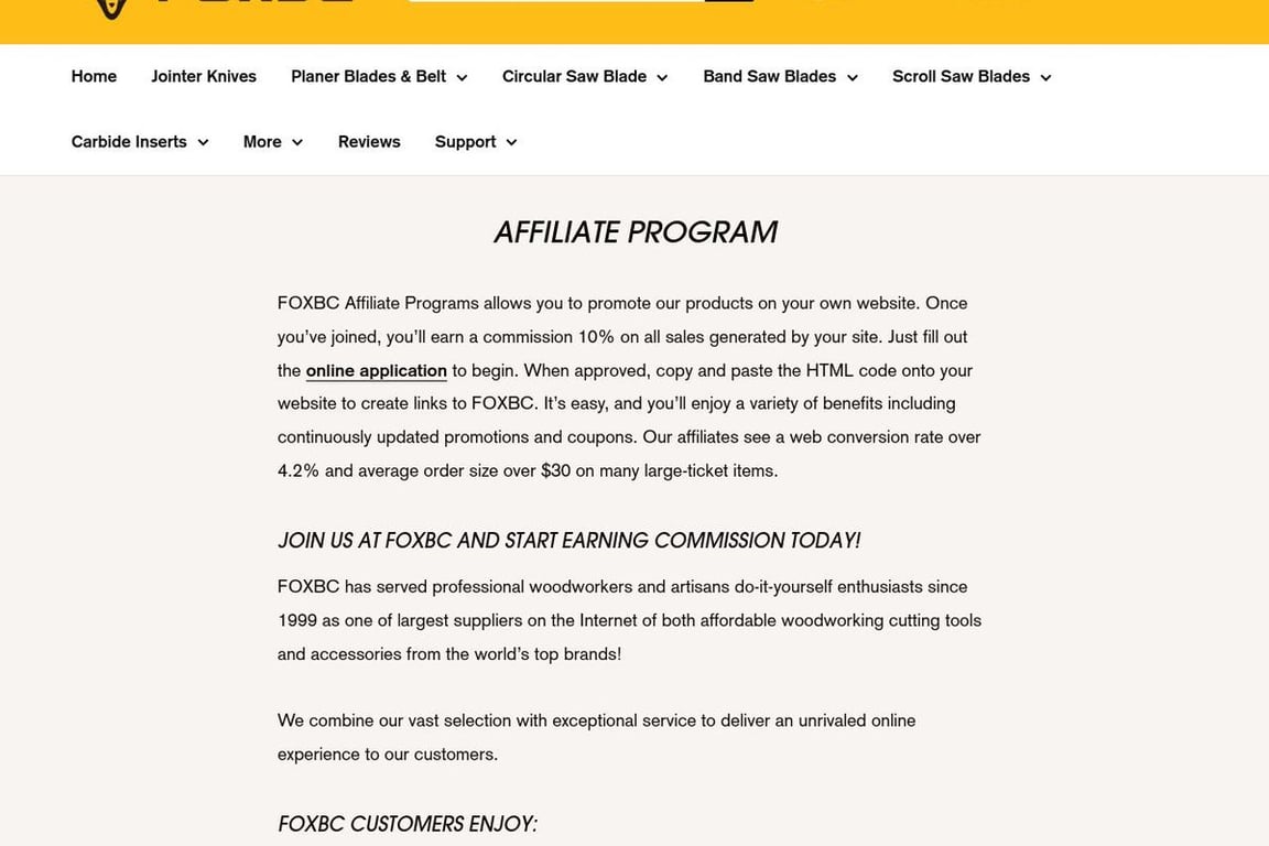 Foxbc affiliate program signup page
