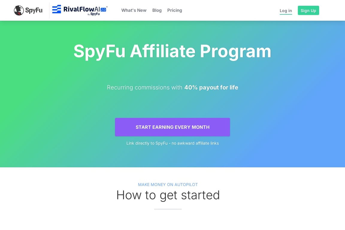 SpyFu affiliate program signup page