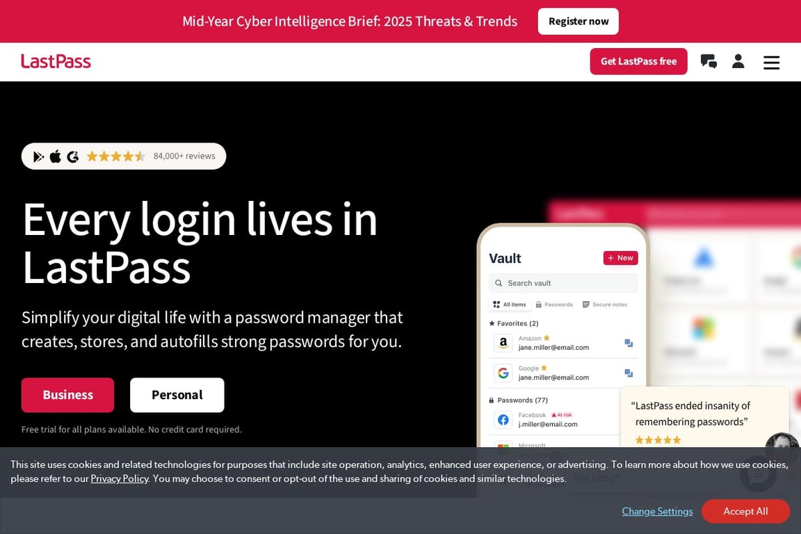 LastPass homepage