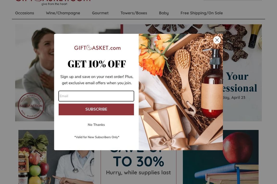 GiftBasket.com homepage
