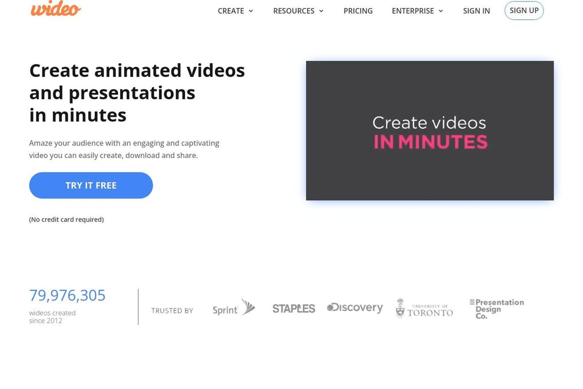 Wideo-Professional Videos In Minutes homepage