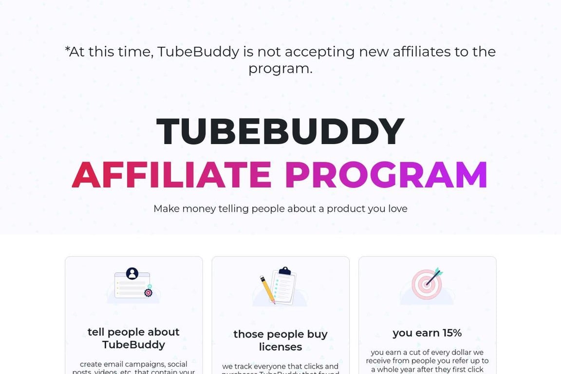 TubeBuddy affiliate program signup page