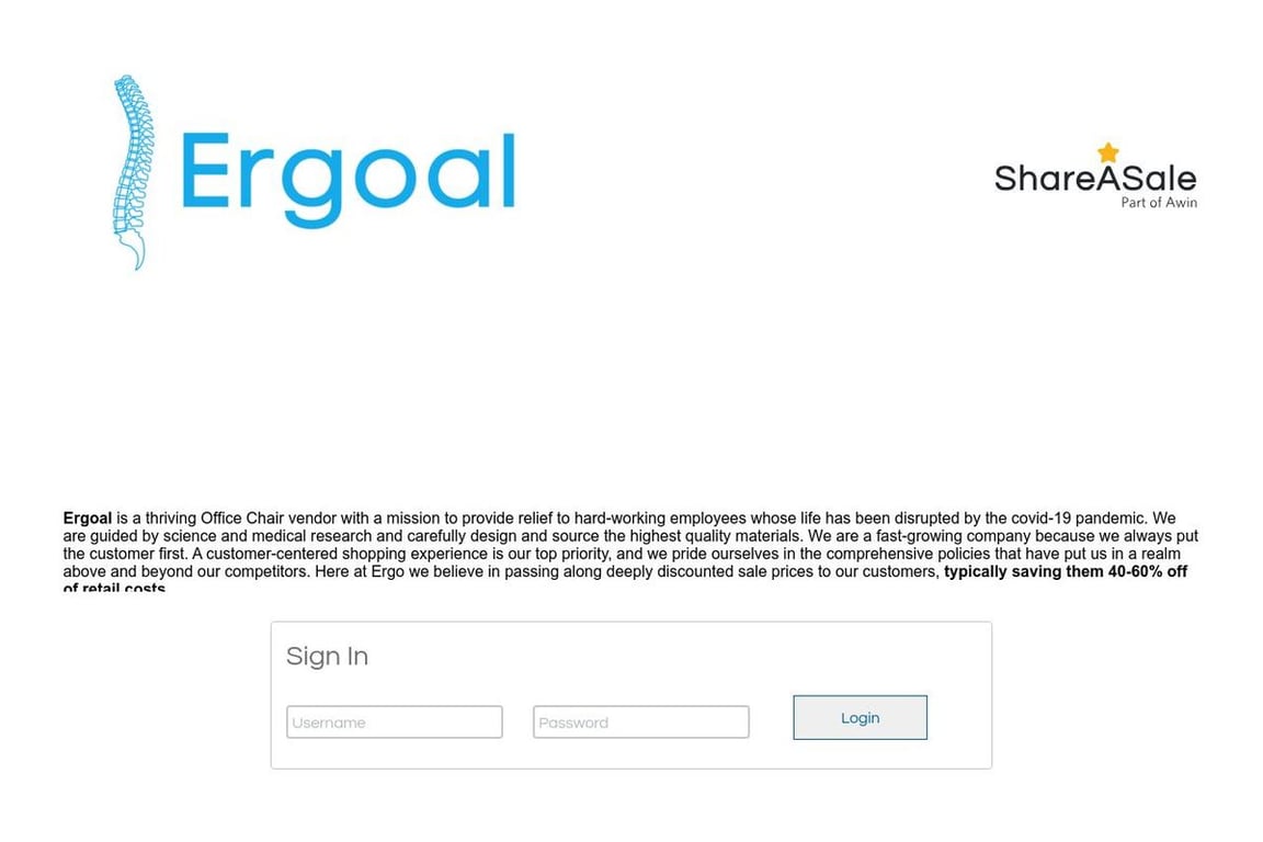 Ergoal affiliate program signup page