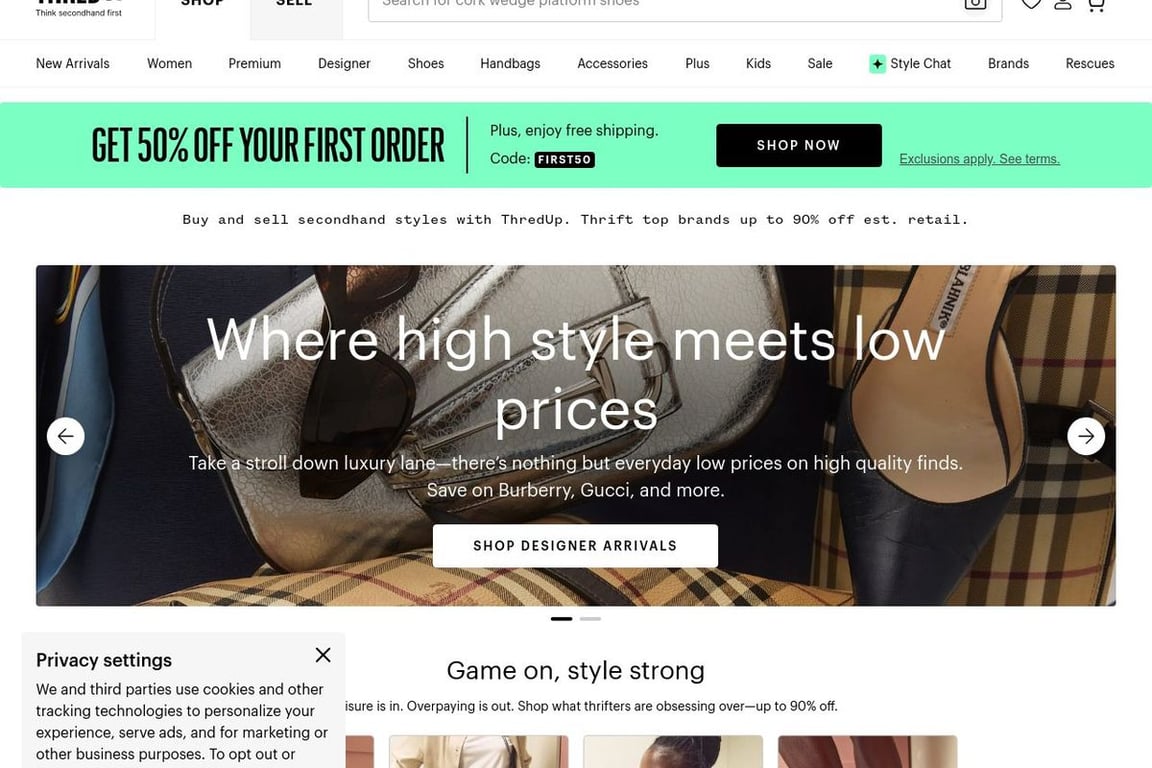 Thredup Inc. homepage