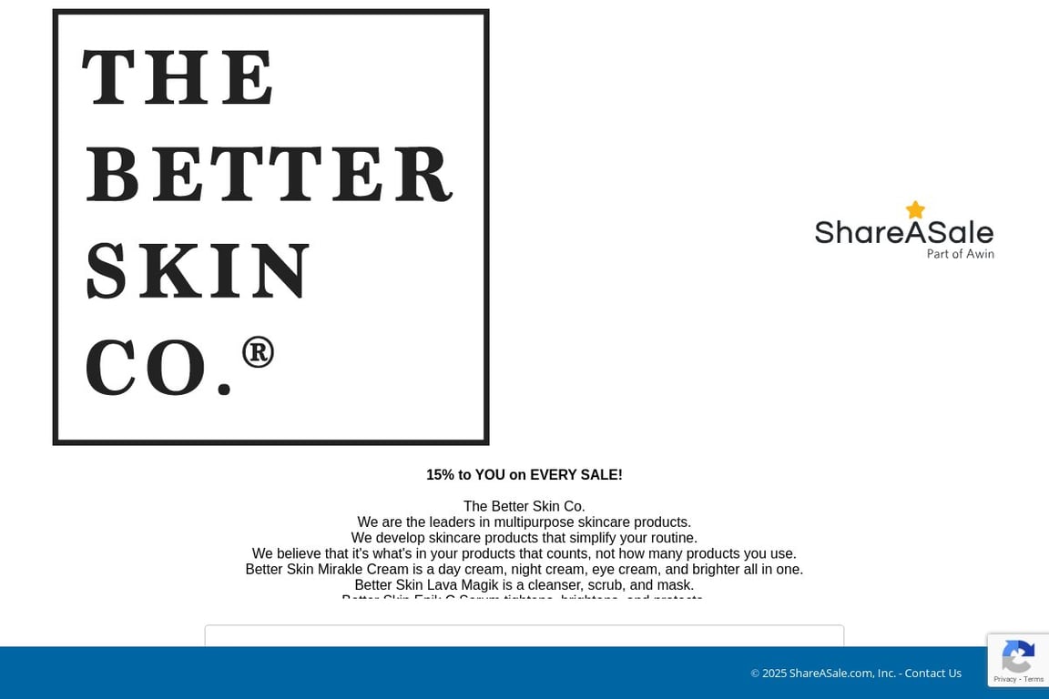 The Better Skin Co. affiliate program signup page
