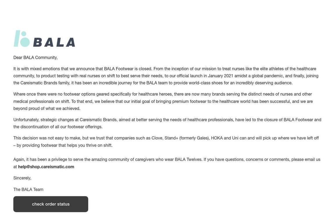 BALA Footwear homepage