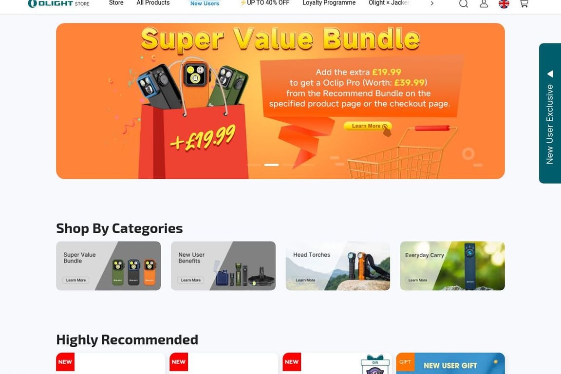 OLIGHT UK homepage