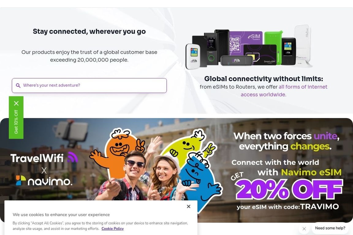 TravelWifi homepage