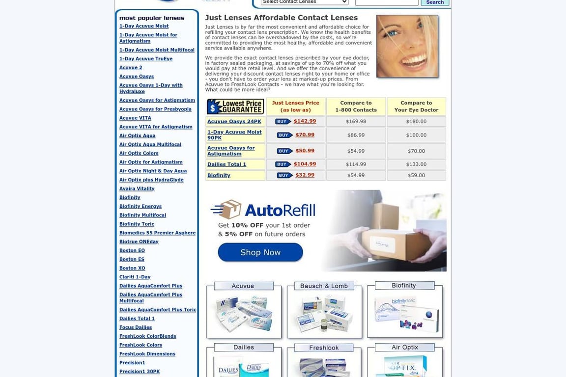JustLenses homepage