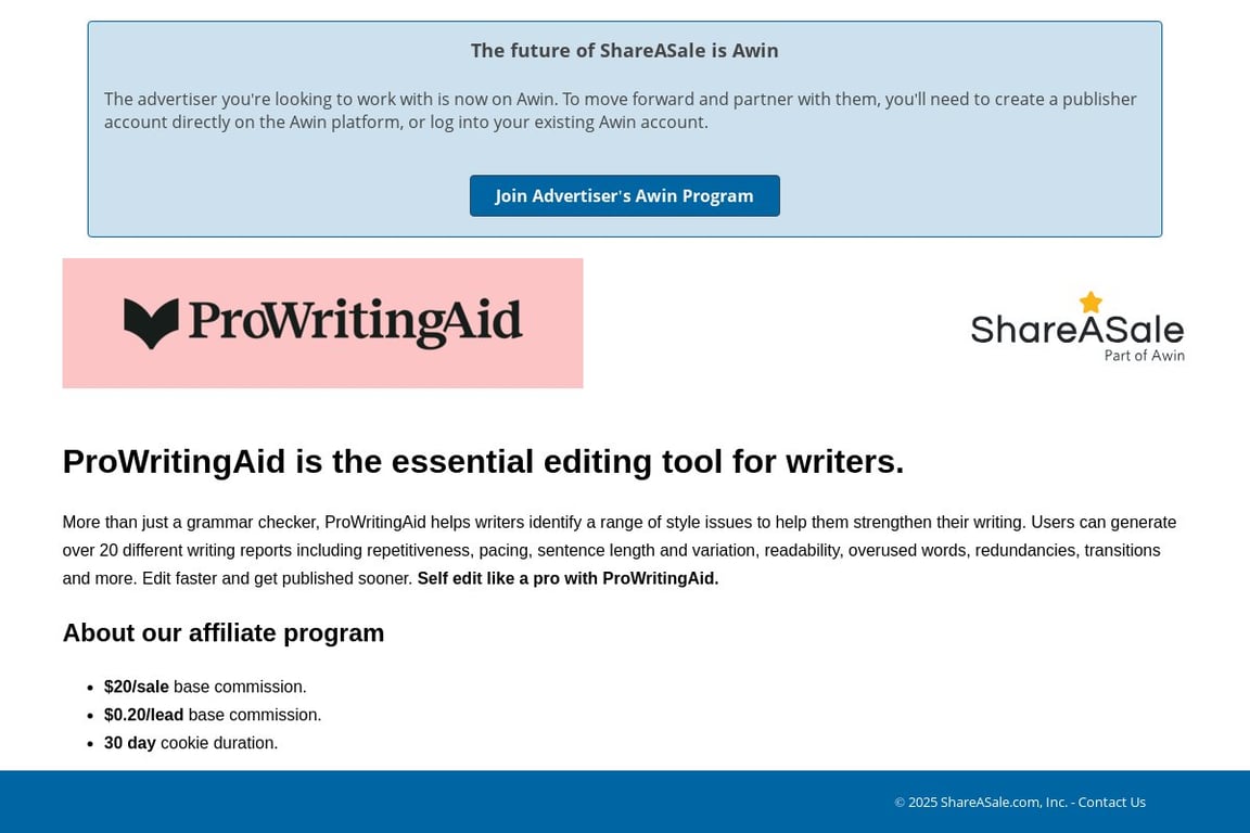 ProWritingAid affiliate program signup page