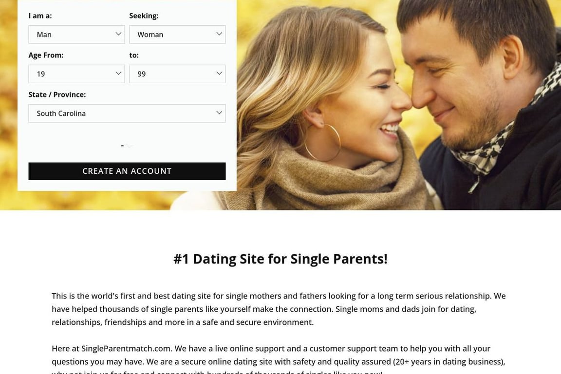 SingleParentMatch.com homepage