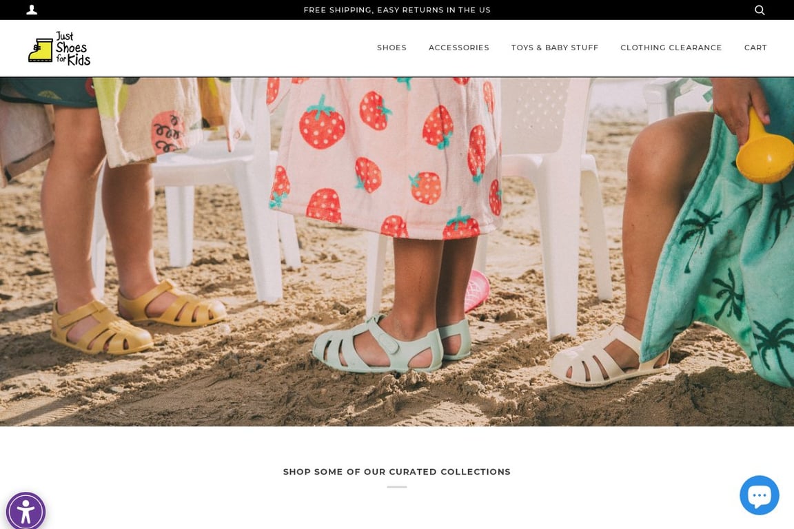 Just Shoes for Kids homepage