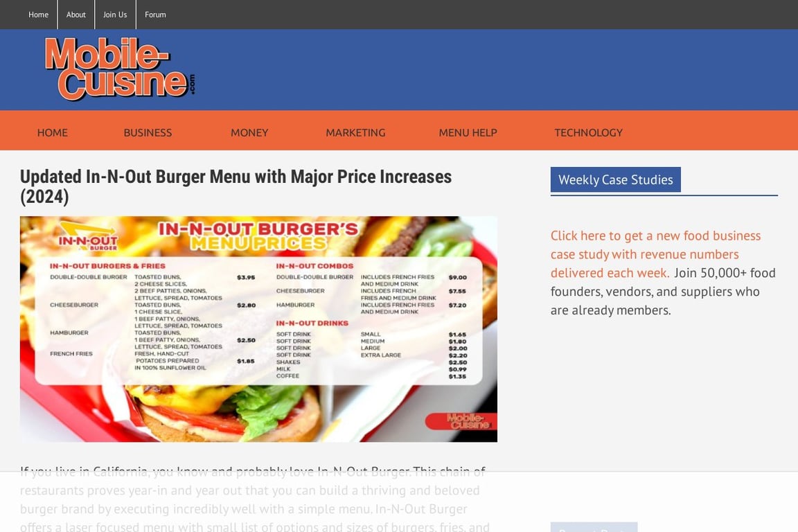 Mobile Cuisine affiliate program signup page