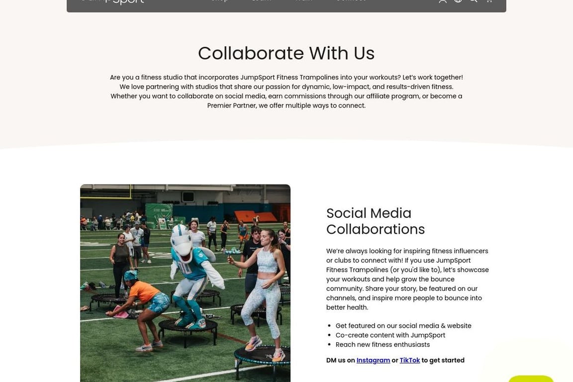 JumpSport affiliate program signup page