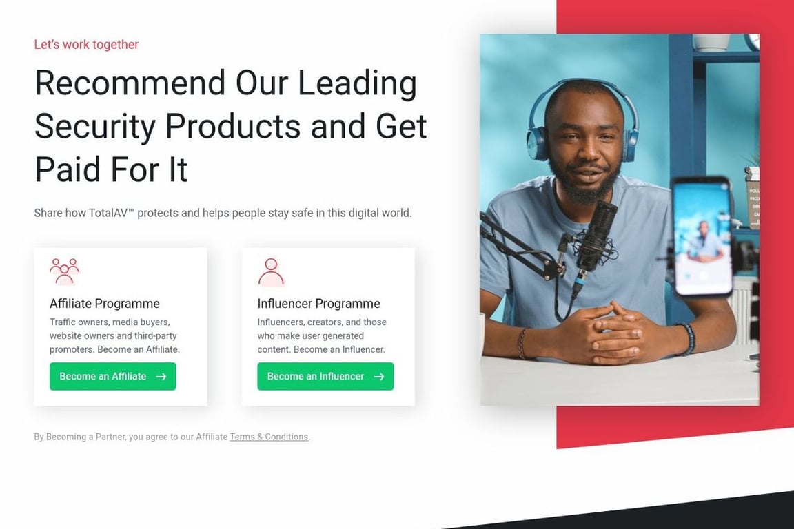 Total AV affiliate program signup page