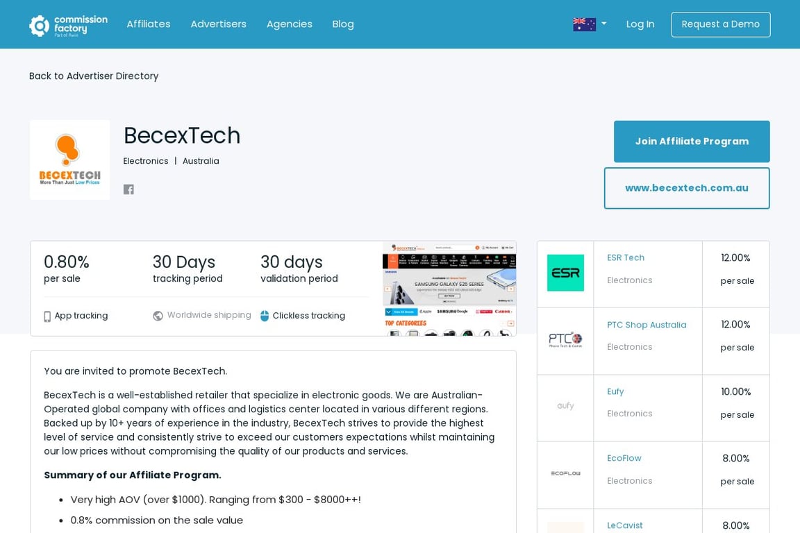 Becextech NZ affiliate program signup page