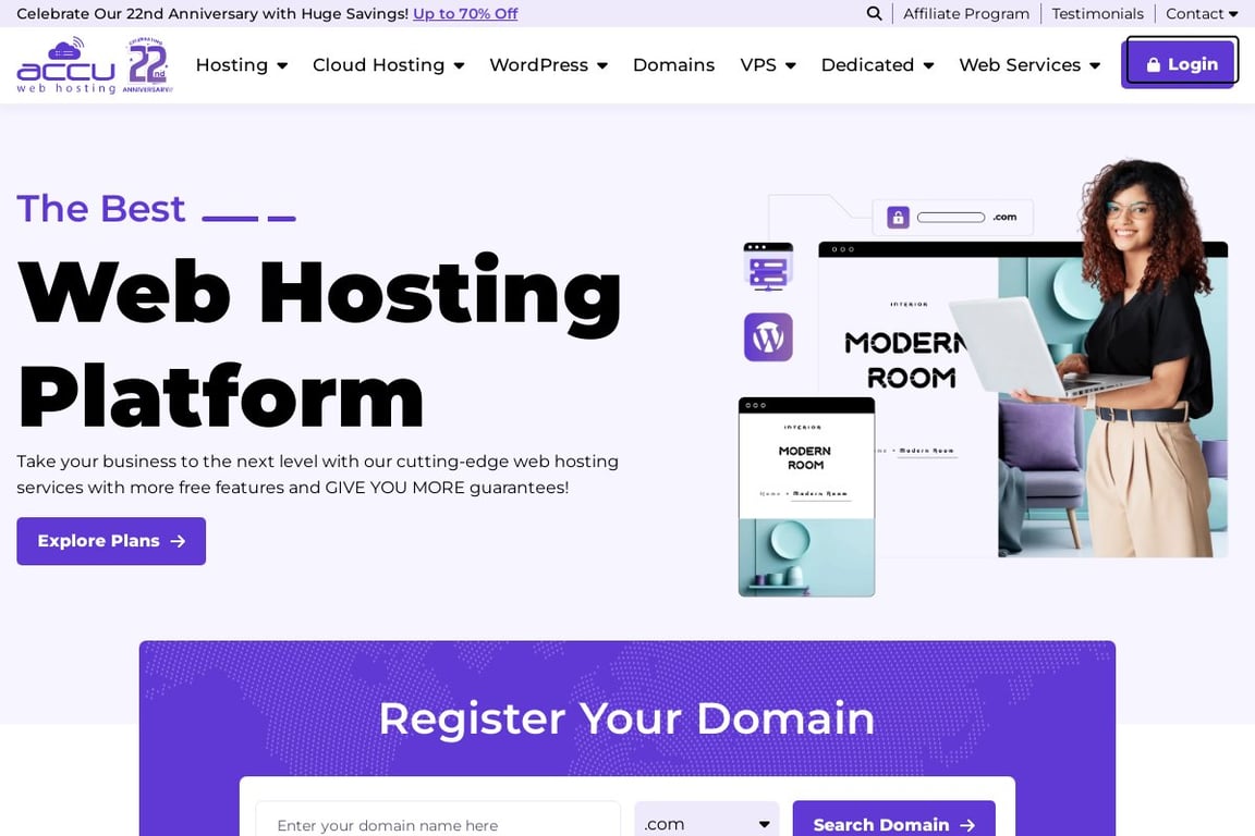 AccuWeb homepage