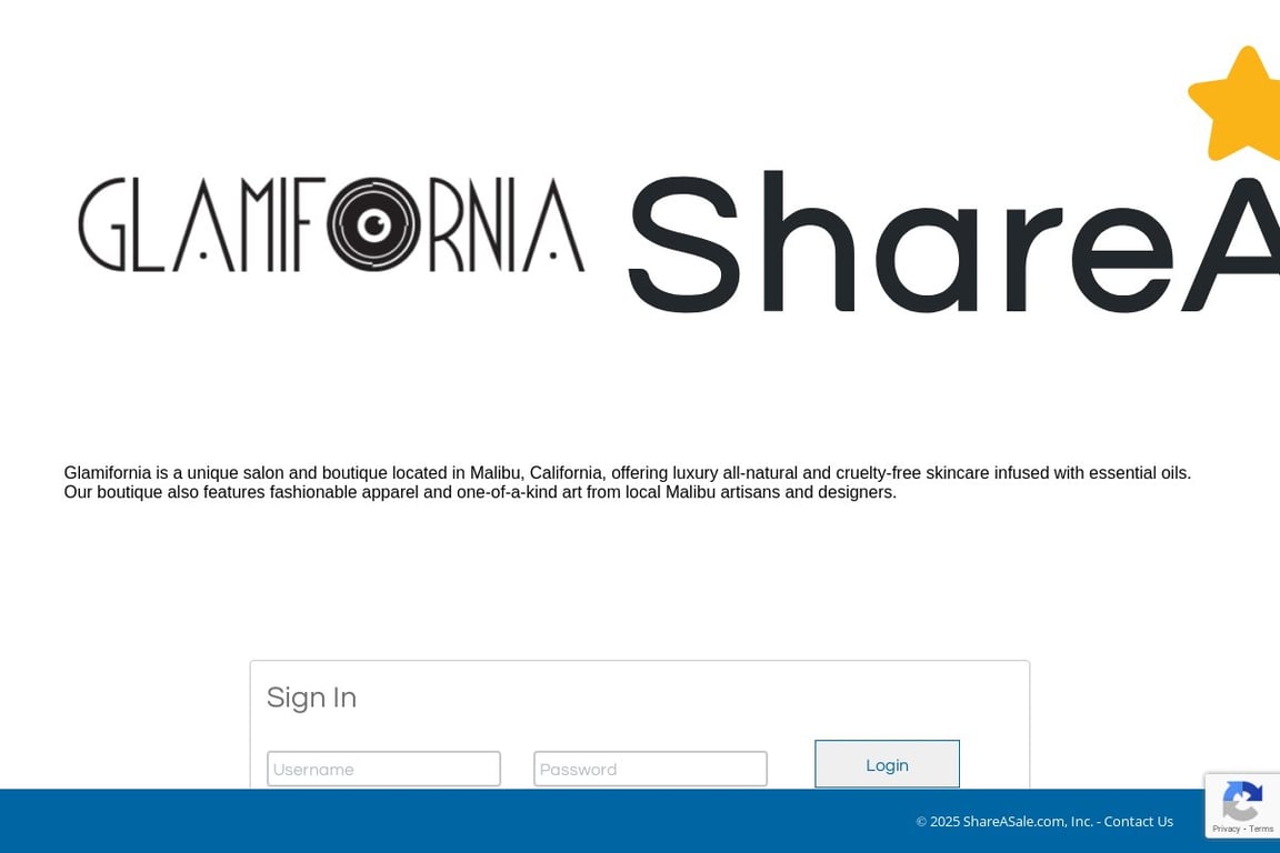 Glamifornia affiliate program signup page
