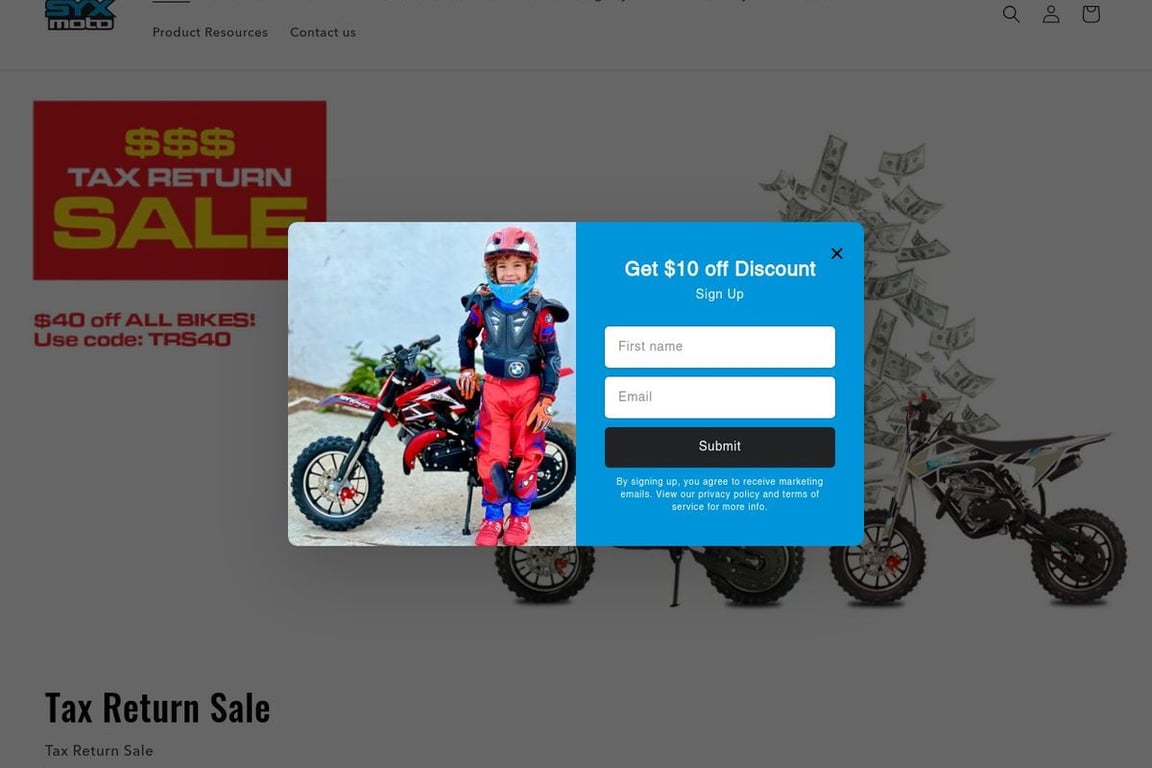 SYX Moto homepage