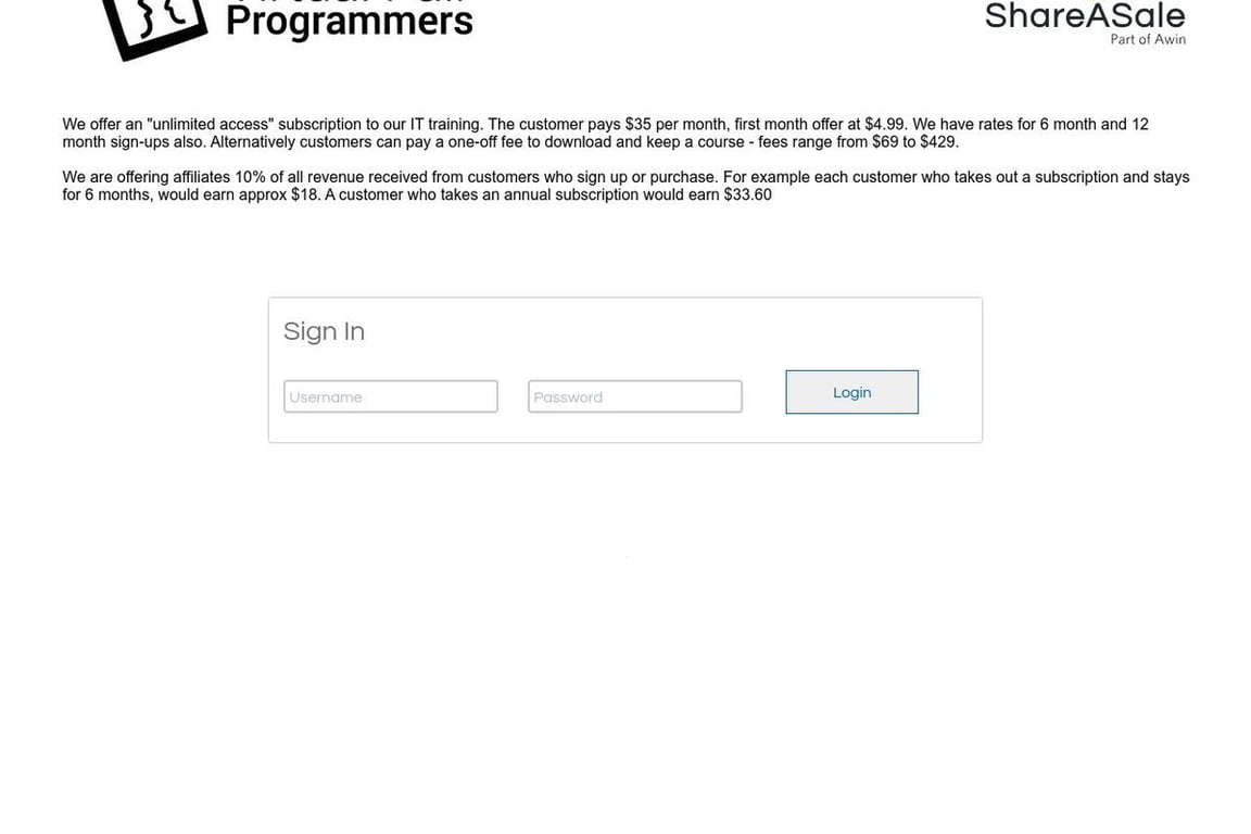 Virtual Pair Programmers affiliate program signup page