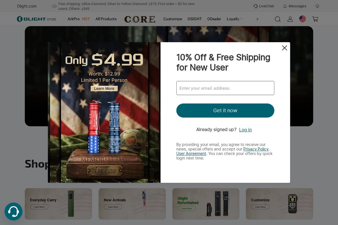 Olight® Direct homepage