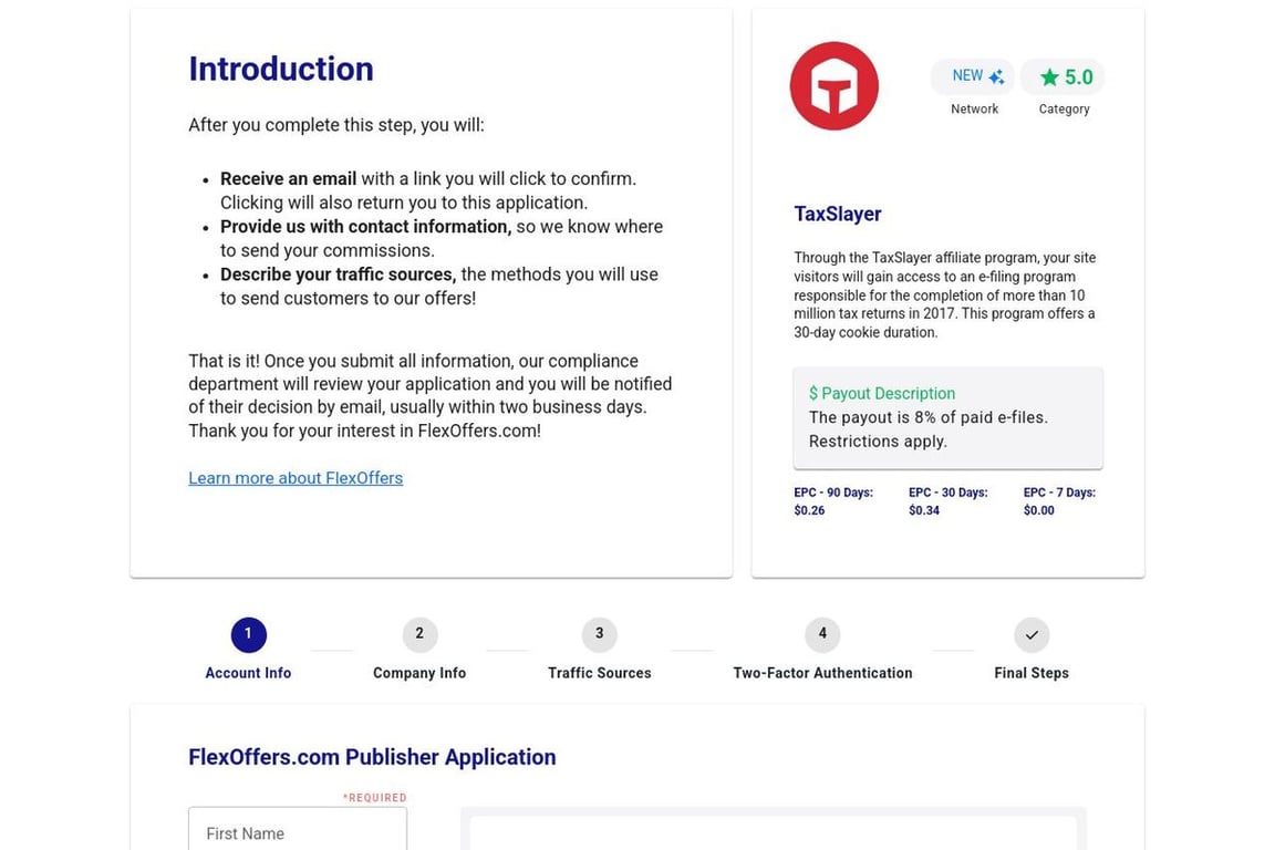 TaxSlayer affiliate program signup page