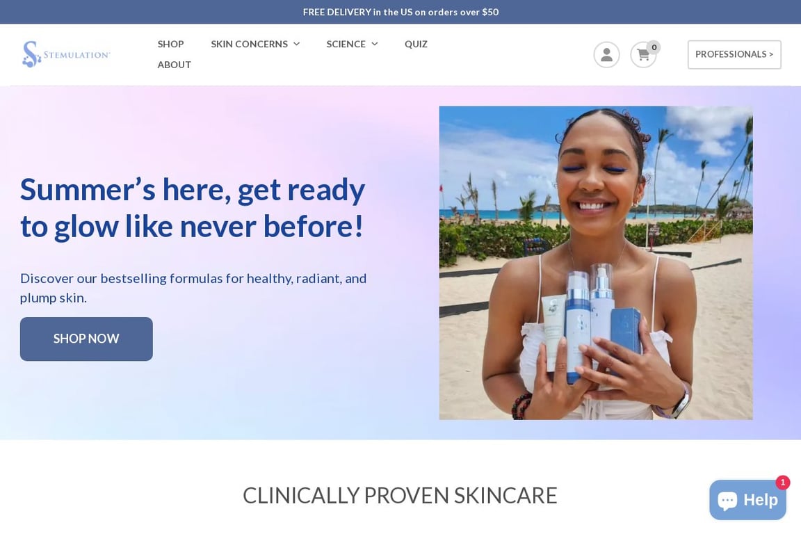Stemulation Skin Care homepage