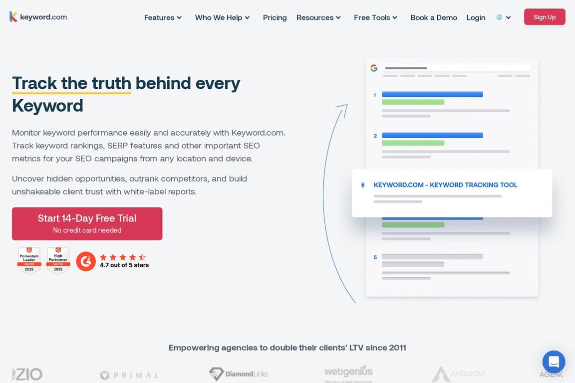 Keyword.com homepage
