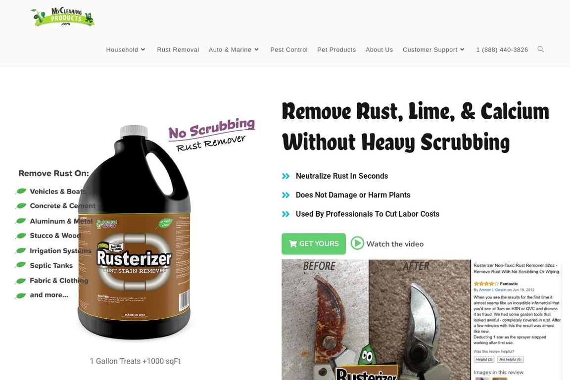MyCleaningProducts.com homepage