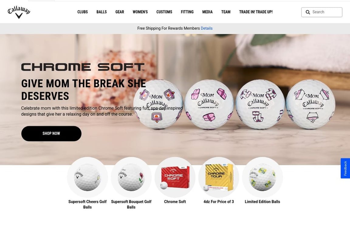 Callaway Golf homepage
